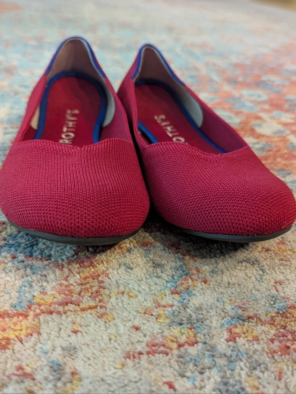 Rothy's Womens 8.5 The Flat Round Toe Ballet Flats Shoes Red Washable
